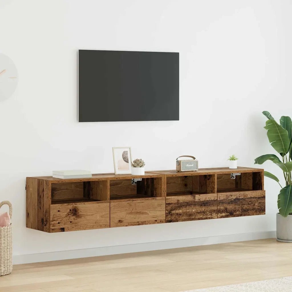 Mobiletti TV da Parete 2 pz-Set di 2 Credenza per TV sospesa Legno vecchio 80 x 30 x 30 cm