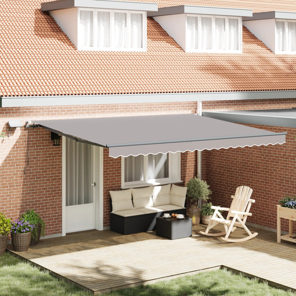 Tenda Retrattile Manuale  con LED Grigio Chiaro 450x350 cm