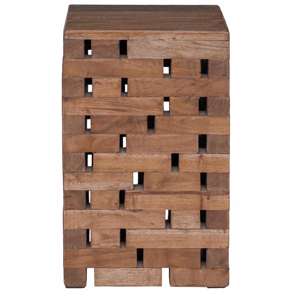 Pouf Naturale 29 x 29 x 48 cm Legno massello di recupero