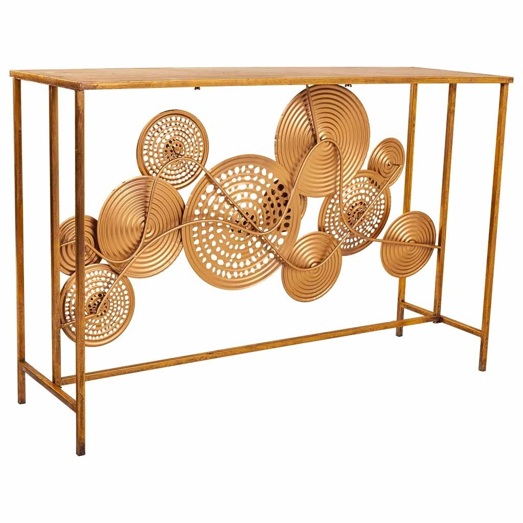Mobile da ingresso in metallo dorato 120x40x80h