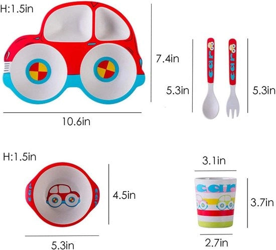 Set di cucchiai per bambini, neonati e auto a 5 pezzi, senza BPA