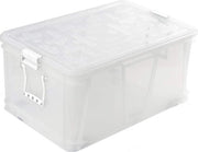 Scatola di archiviazione multifunzionale con coperchio in polipropilene, maniglie grandi, colore bianco, soluzione di archiviazione, grande capacità di stoccaggio