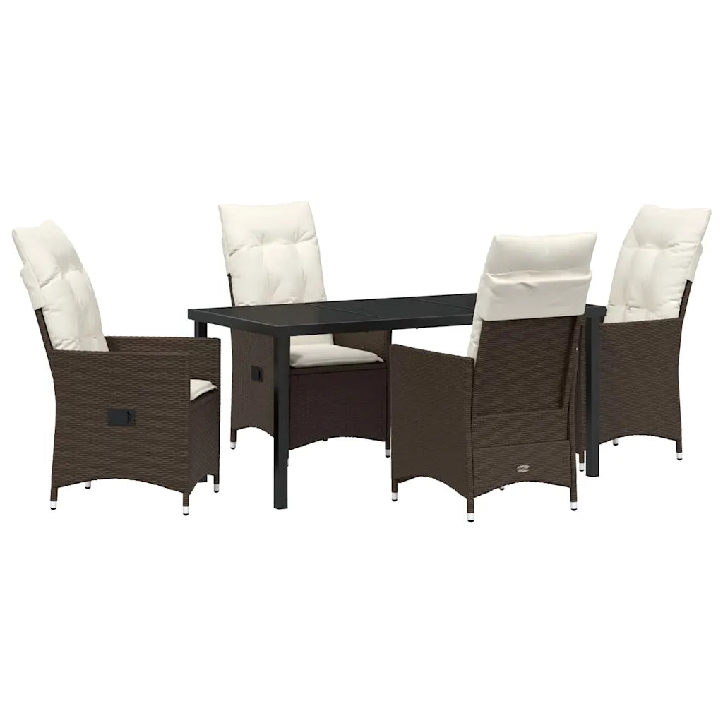 Set da Pranzo per Giardino con cuscino 5 pcs Marrone polyrattan 3379544