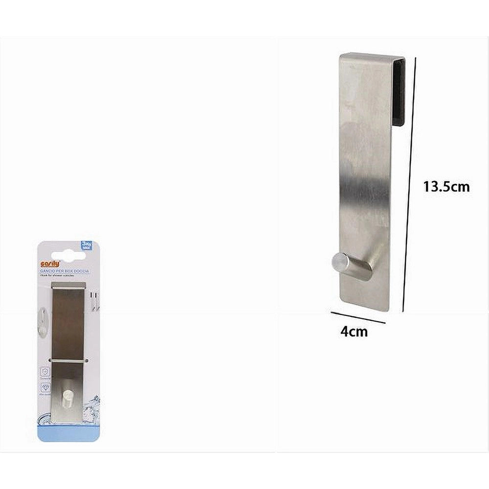 Trade Shop - Gancio Per Porta Box Doccia Appendi Asciugamano Accappatoio Bagno 4x13.5cm 87764 -