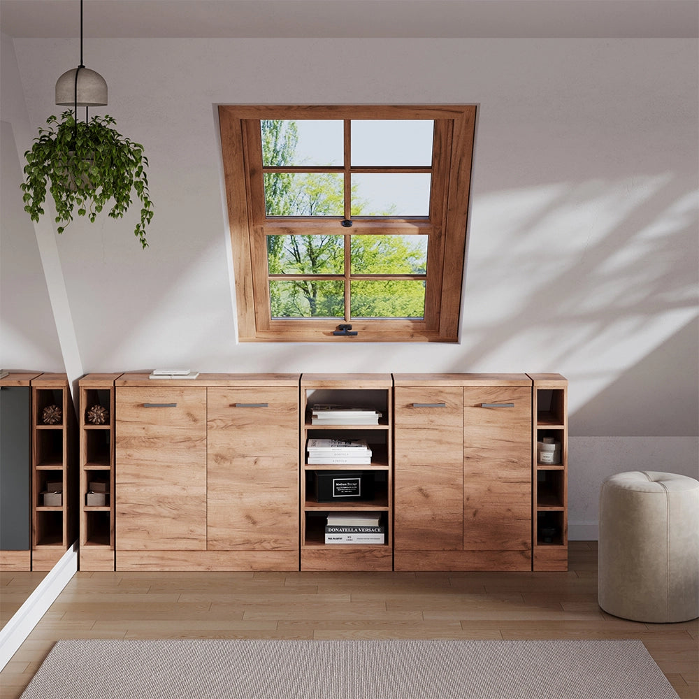 Set di mobili sottotetto Rion Rovere dorato/Rovere dorato 210 cm Set di 5 carcasse armadio profondità 60 cm Vicco