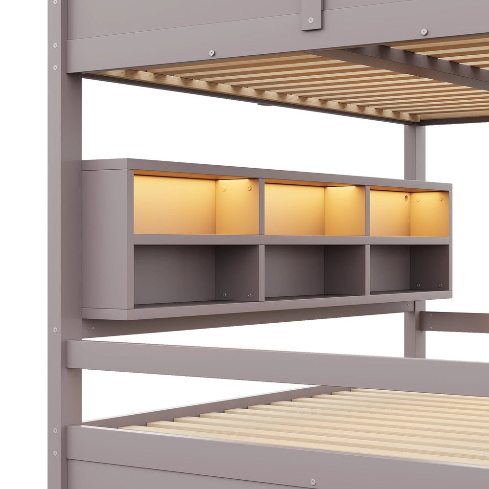 Letto a Castello con Contenitore e LED ¨C MINIMAL ¨C Marrone 160x200
