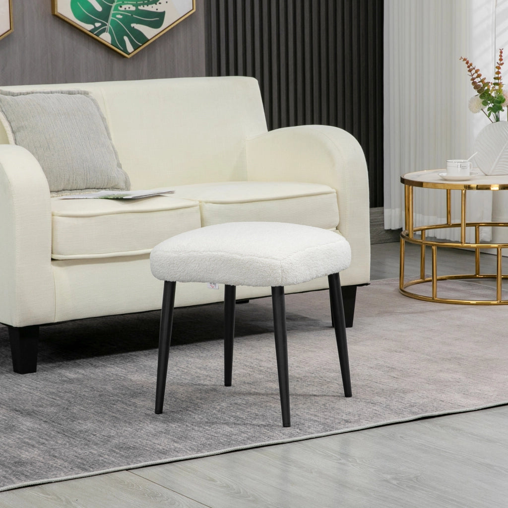 SGABELLO Imbottito 42x42x47 cm Crema, Poliestere, gambe in acciaio