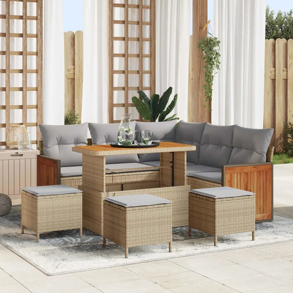 Set Divano da Giardino 9 pcs Beige e Grigio Chiaro polyrattan 3365262