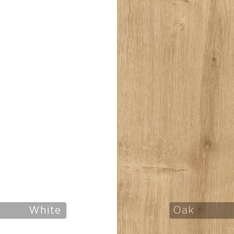 Mobile Multiuso 60x36x136 cm con 2 Cassetti e 1 Ripiano in Melamina Bianco Effetto Legno