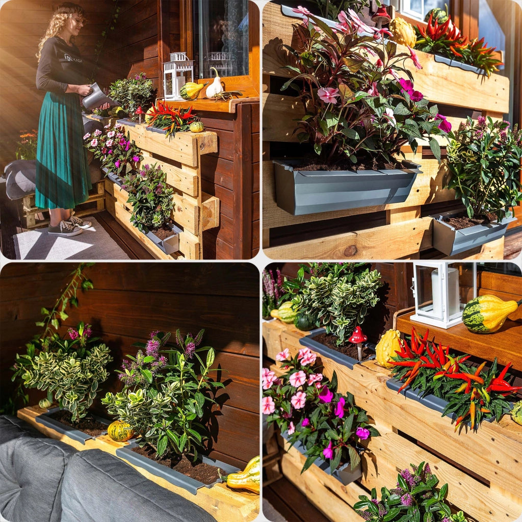 Vaso da fiori KADAX, vasi da fiori per Europallets, scatola da 40 cm, 16 pezzi