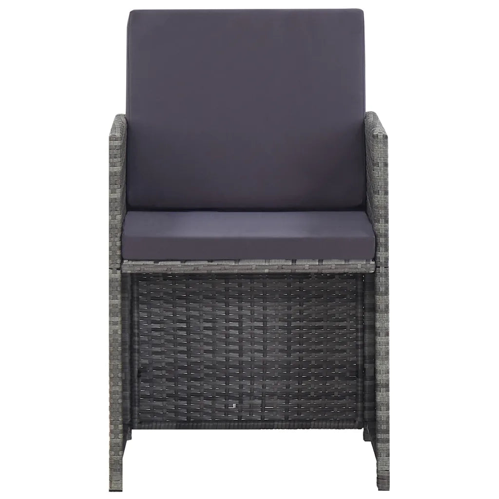 Set da Pranzo da Giardino 9 pz e Cuscini Polyrattan Antracite 46377