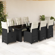 Set Bistrò da Giardino 9 pz con Cuscini in Polyrattan Nero 3277291
