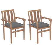 Sedie da Giardino 2pz con Cuscini Grigio Teak Massello cod mxl 6146