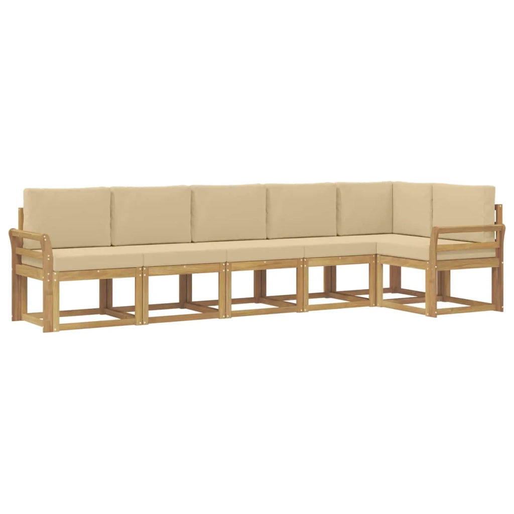 Set di divani da esterno 6 pz Bianco e Beige Poliestere 3387702
