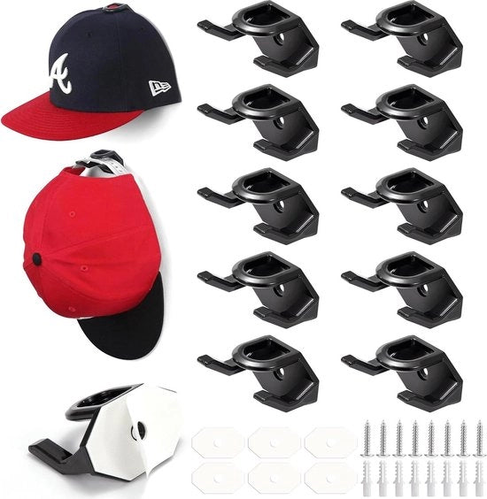 Etichette per cappello da appendere con chiodo per cappelli neri - montaggio a parete - 16 pezzi.