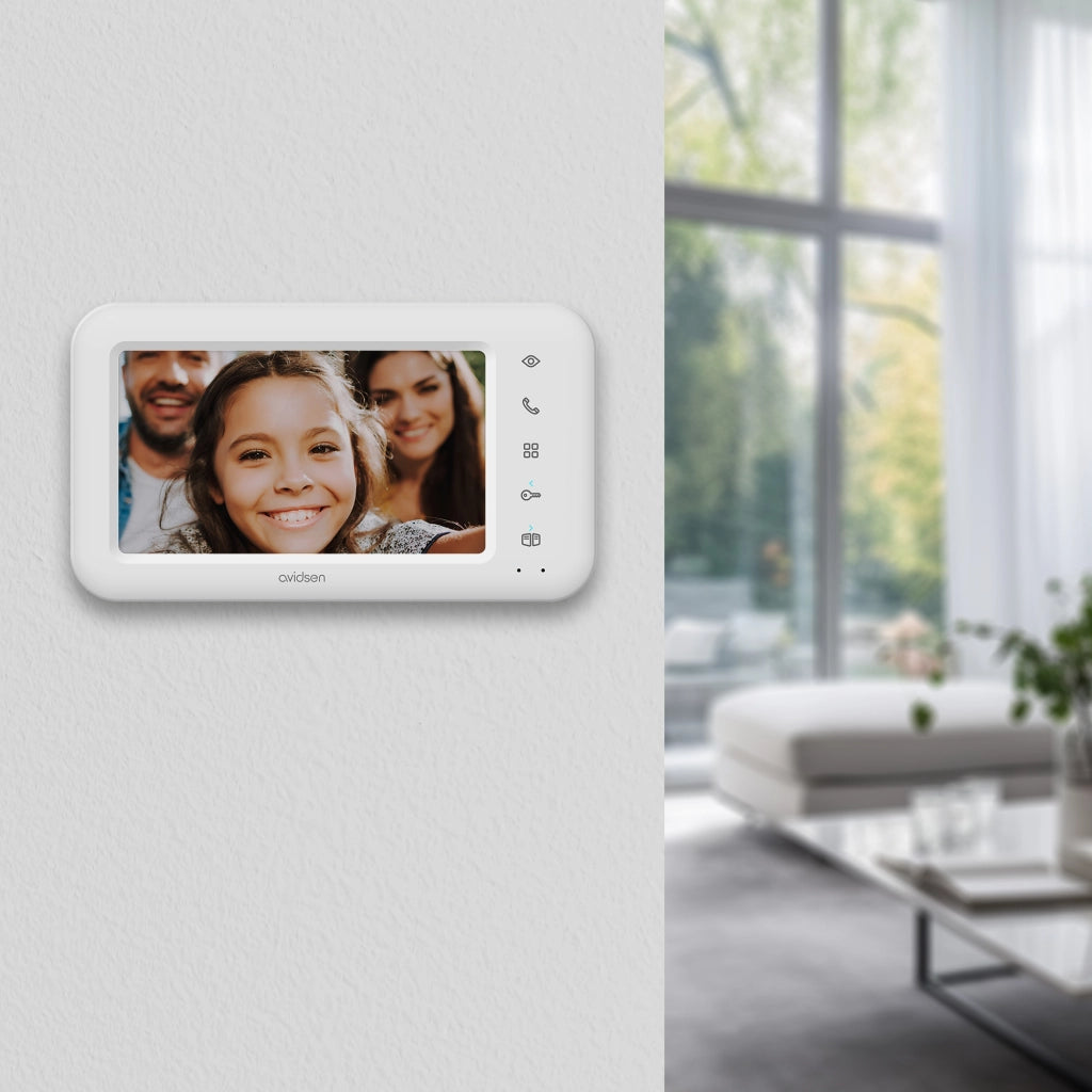 Kit Videocitofono bifamiliare 2 Fili a colori Avidsen 2 Famiglie – 2 monitor 7” + 2 Alimentatori DIN inclusi
