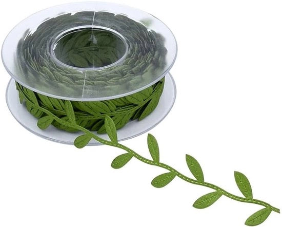 Lintrol decorativo da 15 m con foglie artificiali e strisce per decorare pacchi e fiori.