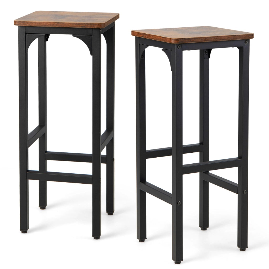 Set di 2 sgabelli da bar con poggiapiedi imbottiture regolabili struttura in metallo, Sgabelli da cucina Marrone-Sgabelli da bar