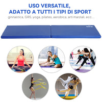 Tappetino Ginnastica Pieghevole Antiscivolo 180x60x5 cm Materassino Fitness Blu