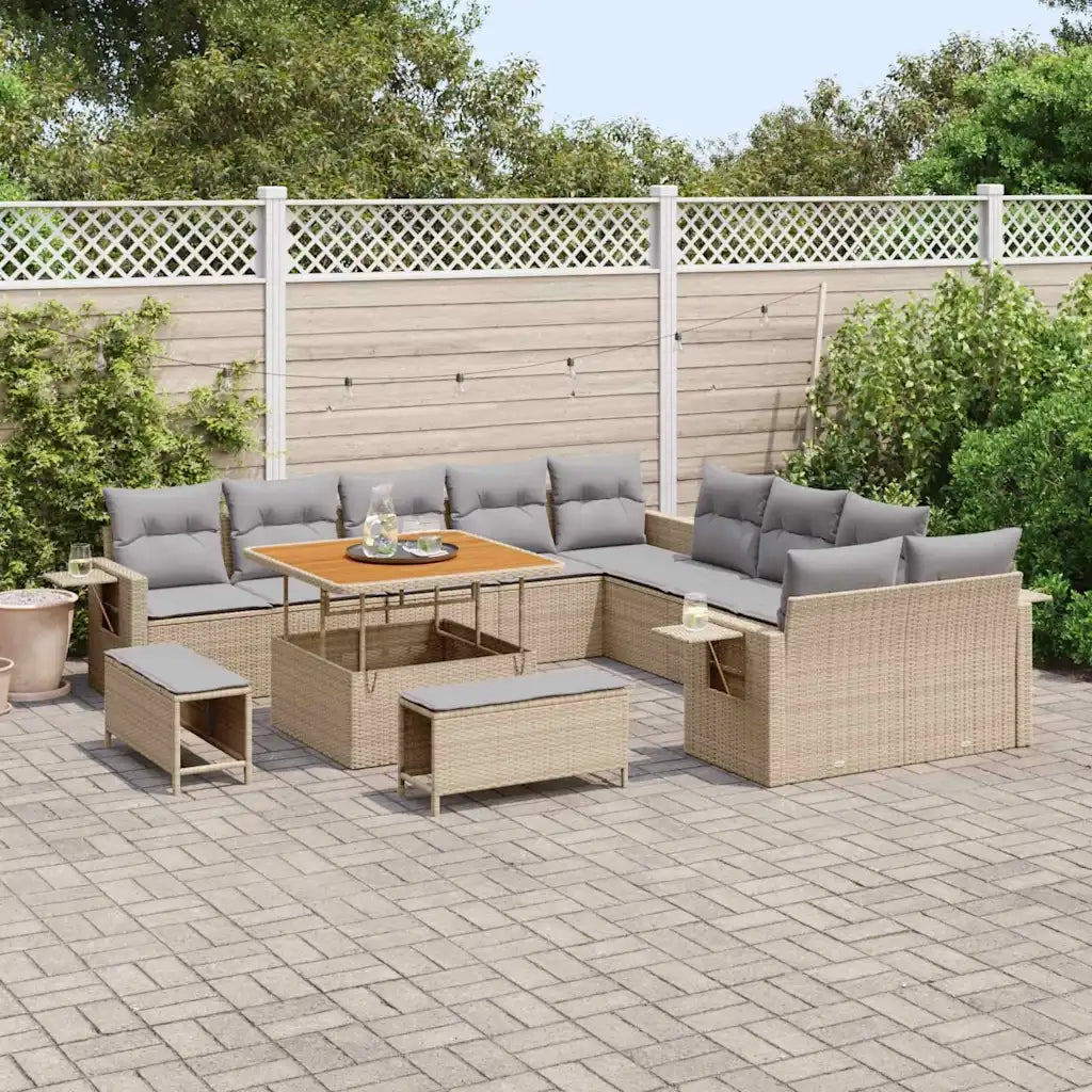 Set Divano da Giardino 13 pcs Beige polyrattan 3361797