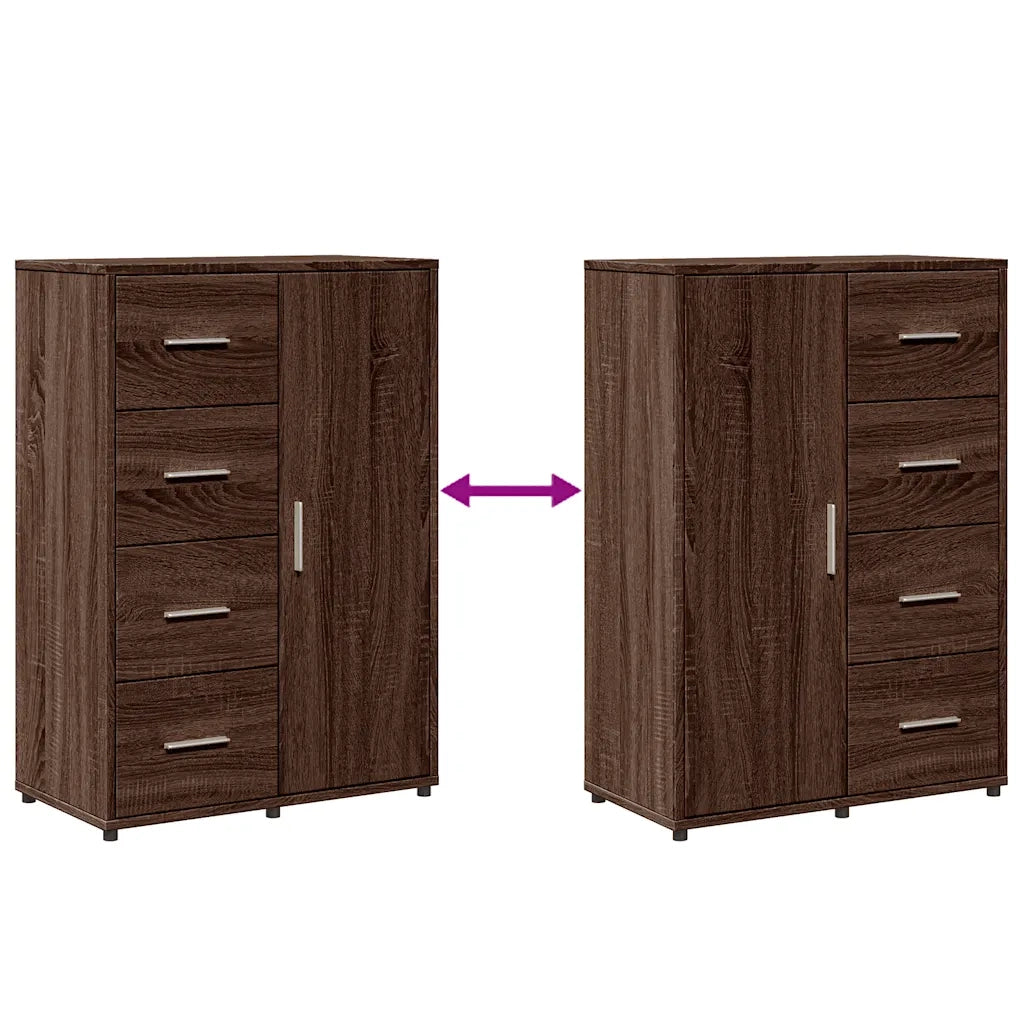 Credenze 2 pz Rovere Marrone 60x31x84 cm in Legno Multistrato