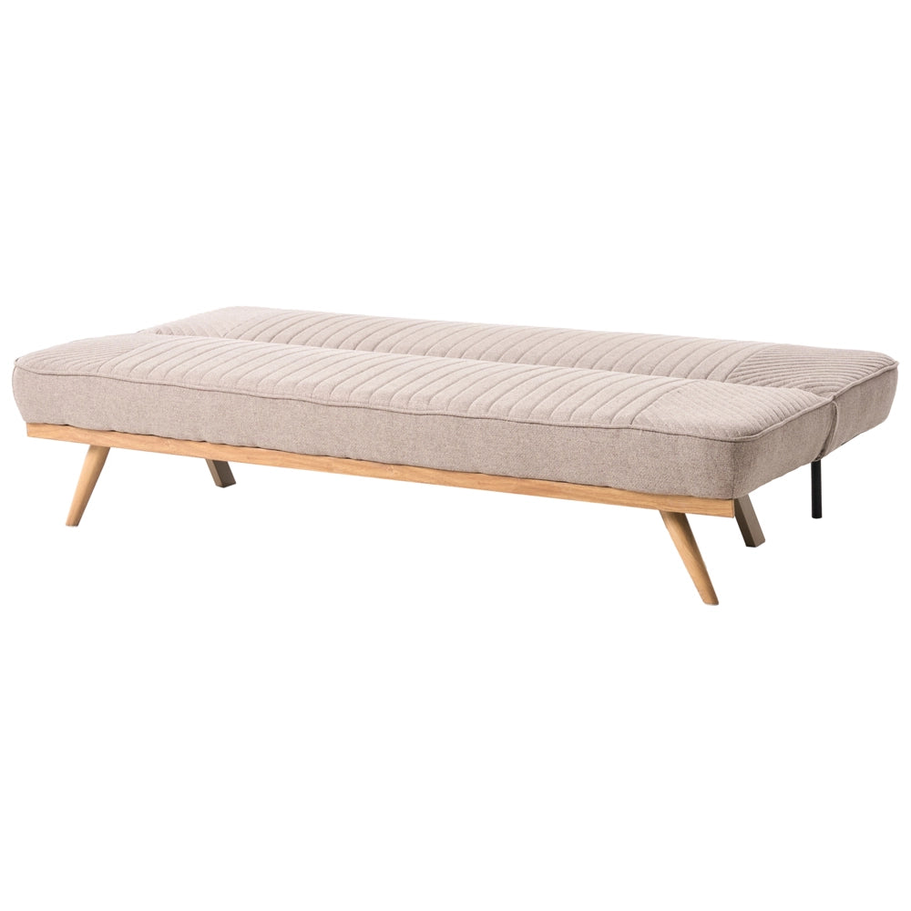 Divano letto Marrone Chiaro Rivestimento in tessuto Gambe in metallo 2 posti Seduta con schienale imbottito Design moderno Senza braccioli