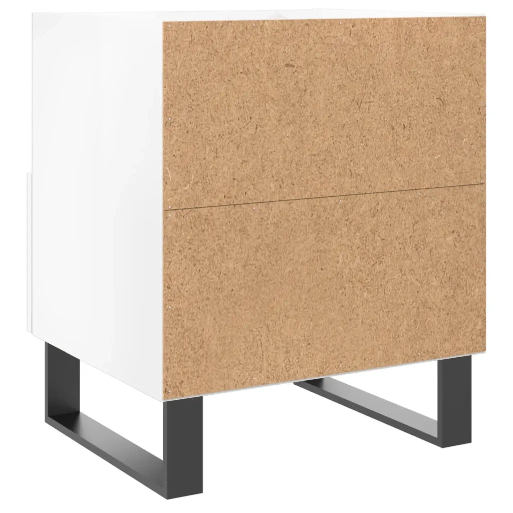 Comodini 2 pz-Set di 2 Tavolino da notte Bianco Lucido 40x35x47,5 cm in Legno Multistrato 877771