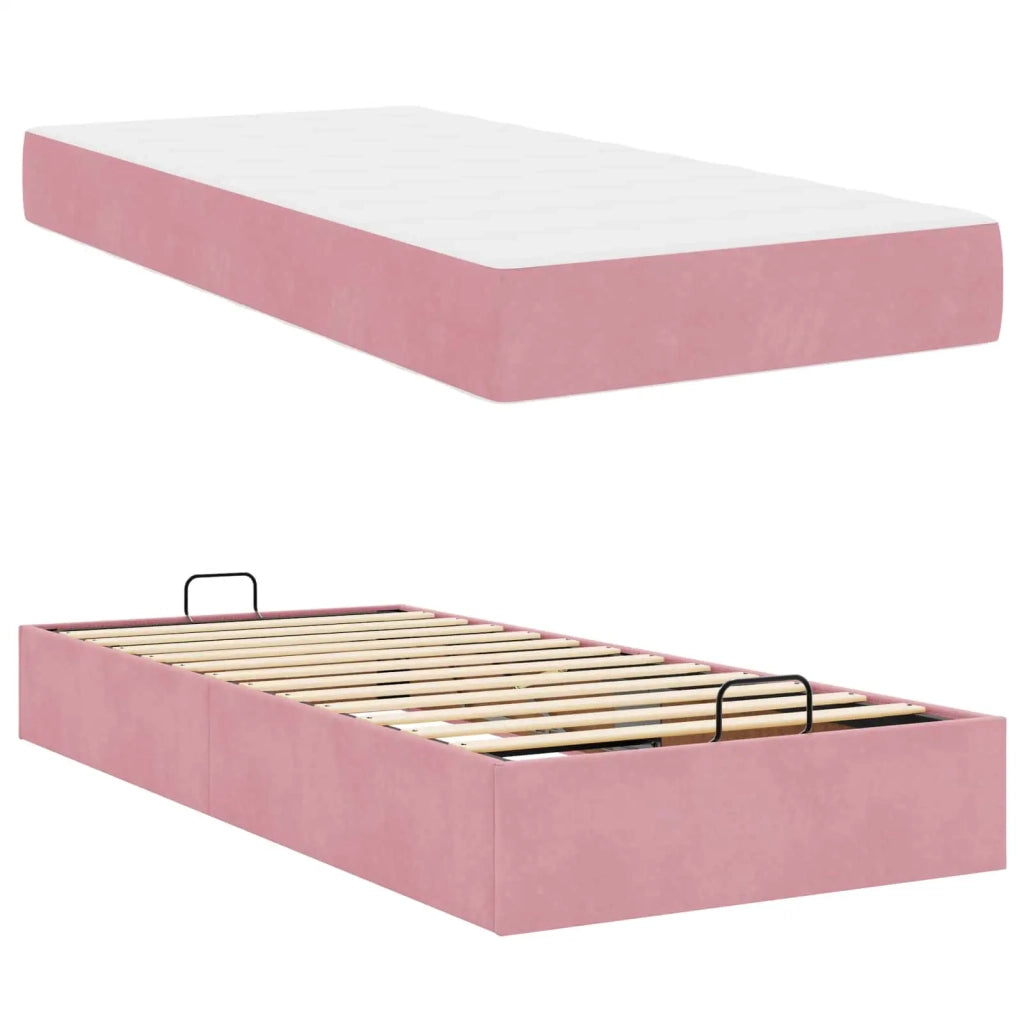 Struttura letto con materasso 2 pz-Giroletto con materasso Rosa Velluto