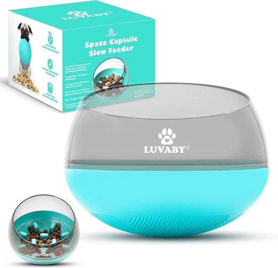Bowl anti-sbalzo per cani - Ciotola per alimentazione - Favorisce l'assunzione di cibo a tempo - Previene gonfiore addominale e diarrea - Giocattolo per attività - Ciotola per alimentazione umida + secca - Blu turquesa