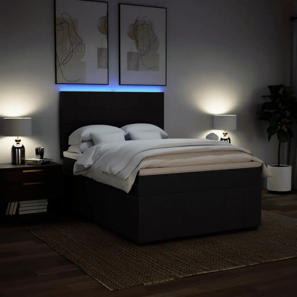Giroletto a Molle con Materasso Nero 140x200 cm in Tessuto 3293993