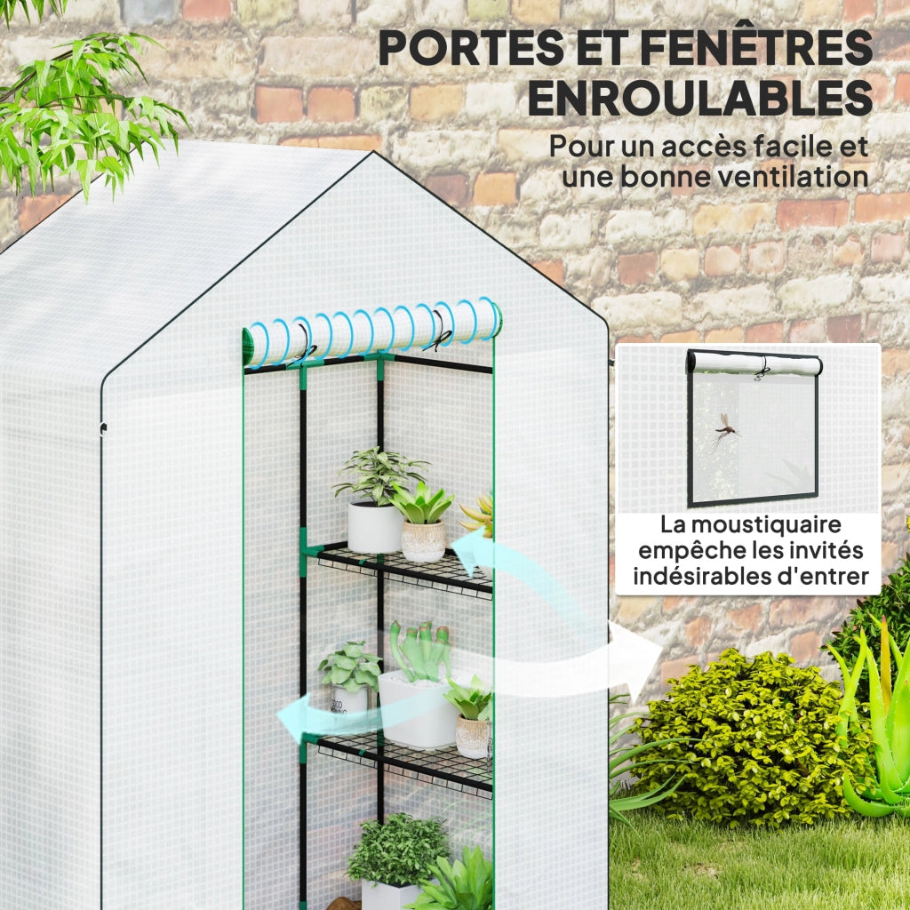 Serra da Giardino con Porta e Finestra ¨C zephmum ¨C Bianco 143x74x190 cm