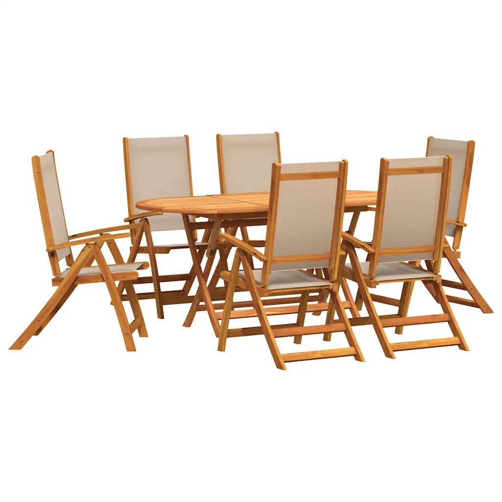 Set Pranzo da Giardino 7pz Legno Massello di Acacia e Textilene 3279312