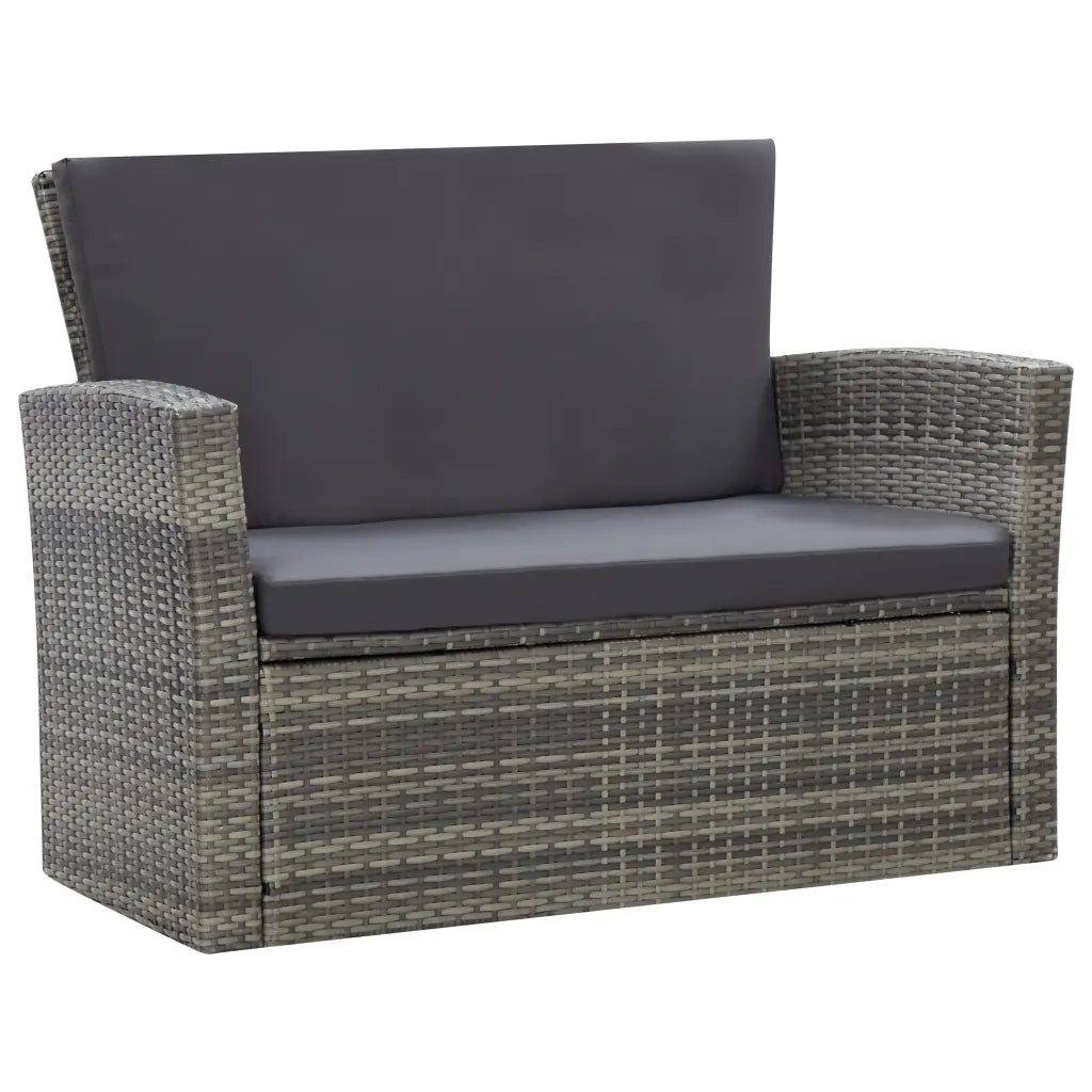 Set Divani da Giardino 4 pz con Cuscini in Polyrattan Grigio cod mxl 35278