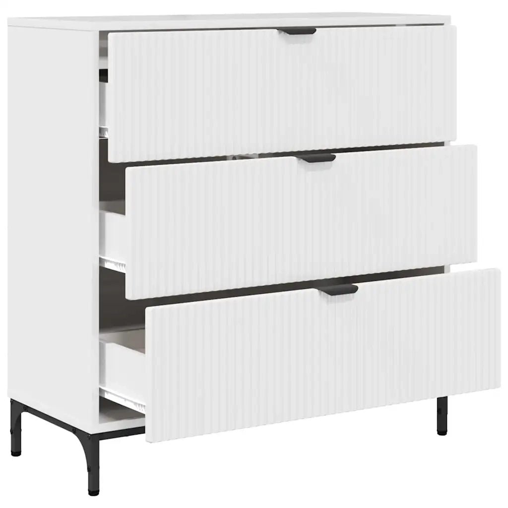 Credenza-Buffet-Armadio da cucina Bianco lucido 79.5 x 33 x 82 cm Legno multistrato