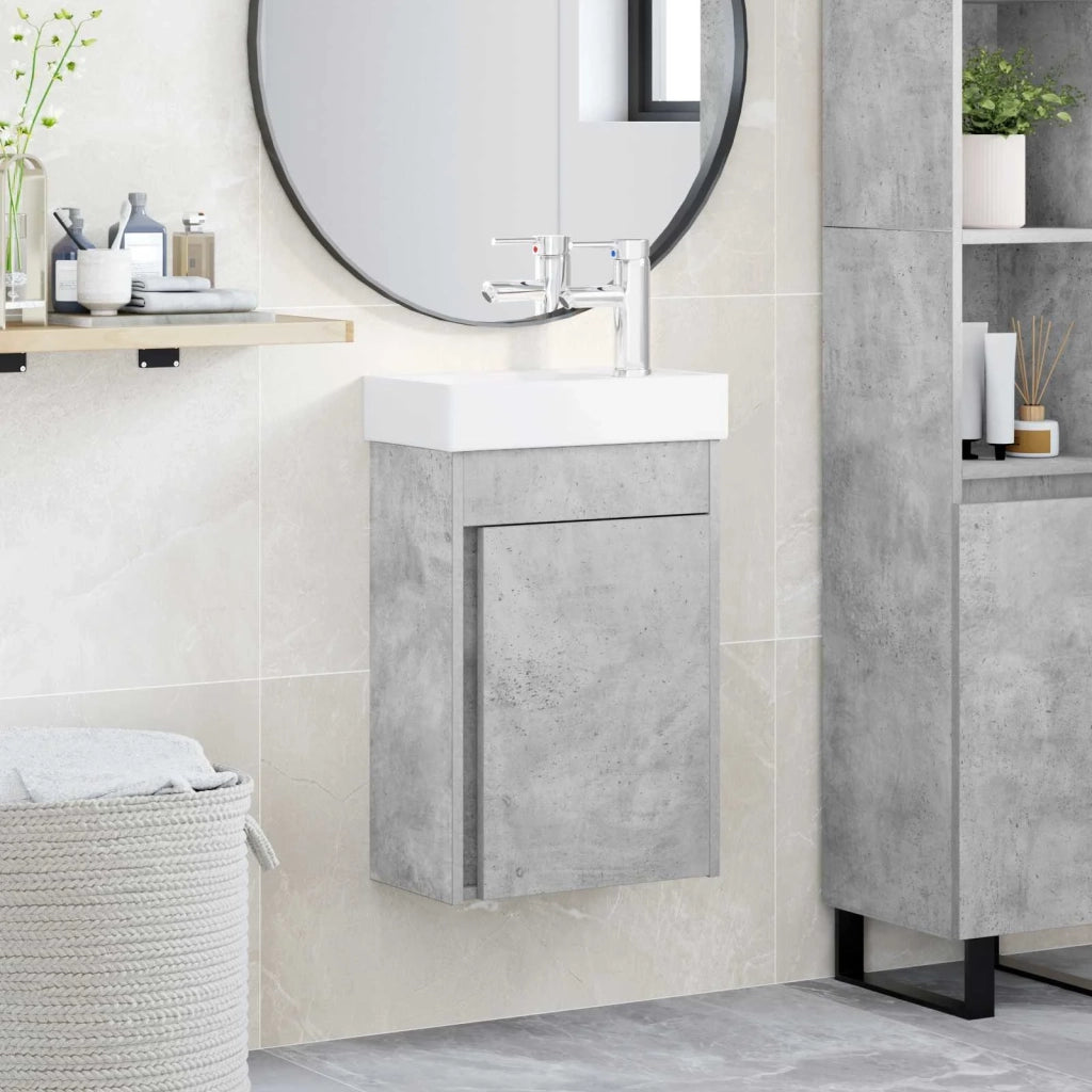 Mobile bagno con rubinetto Grigio Cemento 40,5 x 22,5 x 62 cm 889524