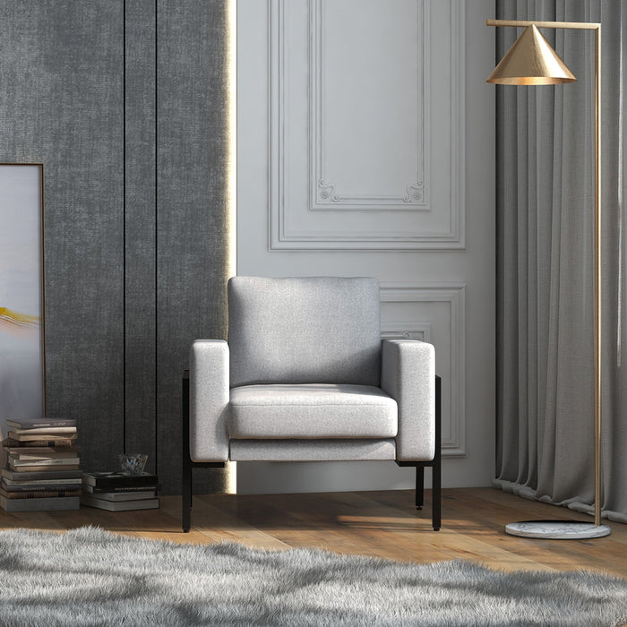 Poltrona Imbottita 82x70x83,5 cm in Poliestere Grigio Chiaro