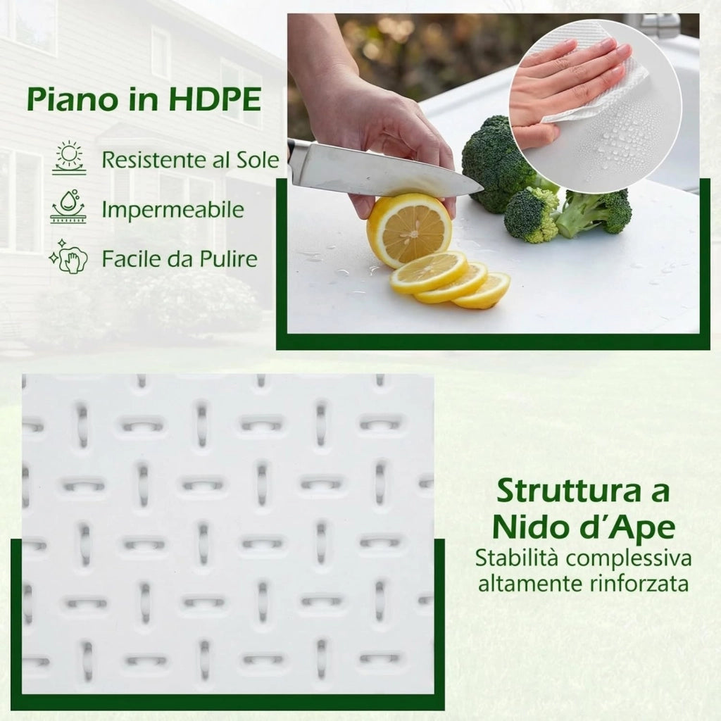 Tavolo da Campeggio con Rubinetto e Lavandino, 104 x 59 cm, Tavolo Pieghevole e Portatile per Lavaggio e Preparazione di Cibi, Pesca e Verdure, per Picnic, Spiaggia, Cortile e Giardino