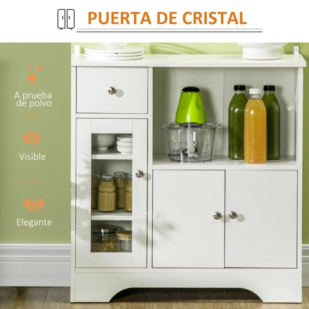 Tavolo da cucina con vetro ¨C zephmum ¨C bianco 80x30x82