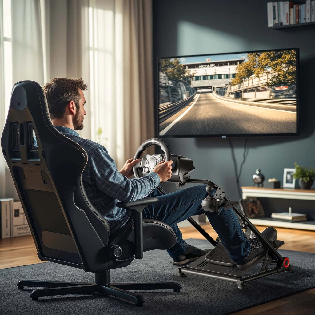 Supporto per volante e pedaliera, 68 x 82 x 83 cm, postazione volante richiudibile per sim racing, fissaggi per volante, leva del cambio e pedali