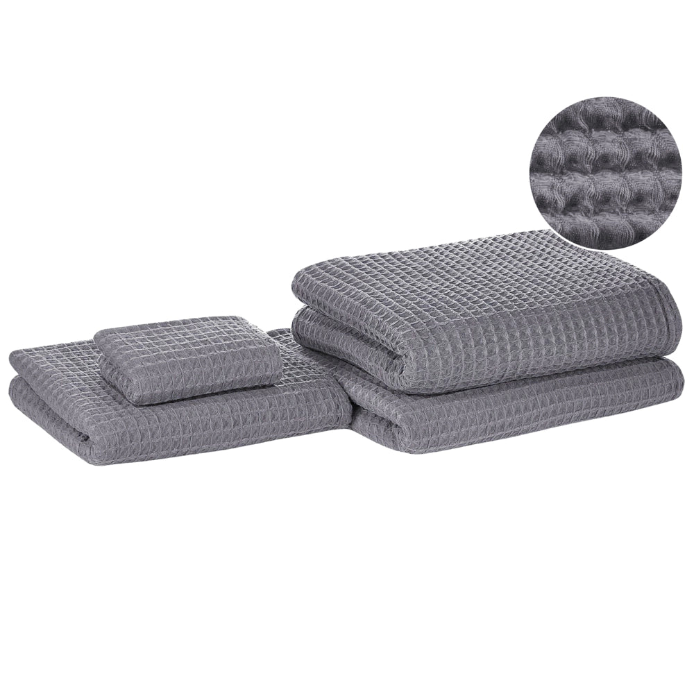 Set di 4 asciugamani da bagno e tappetino da bagno per ospiti in cotone grigio Zero Twist