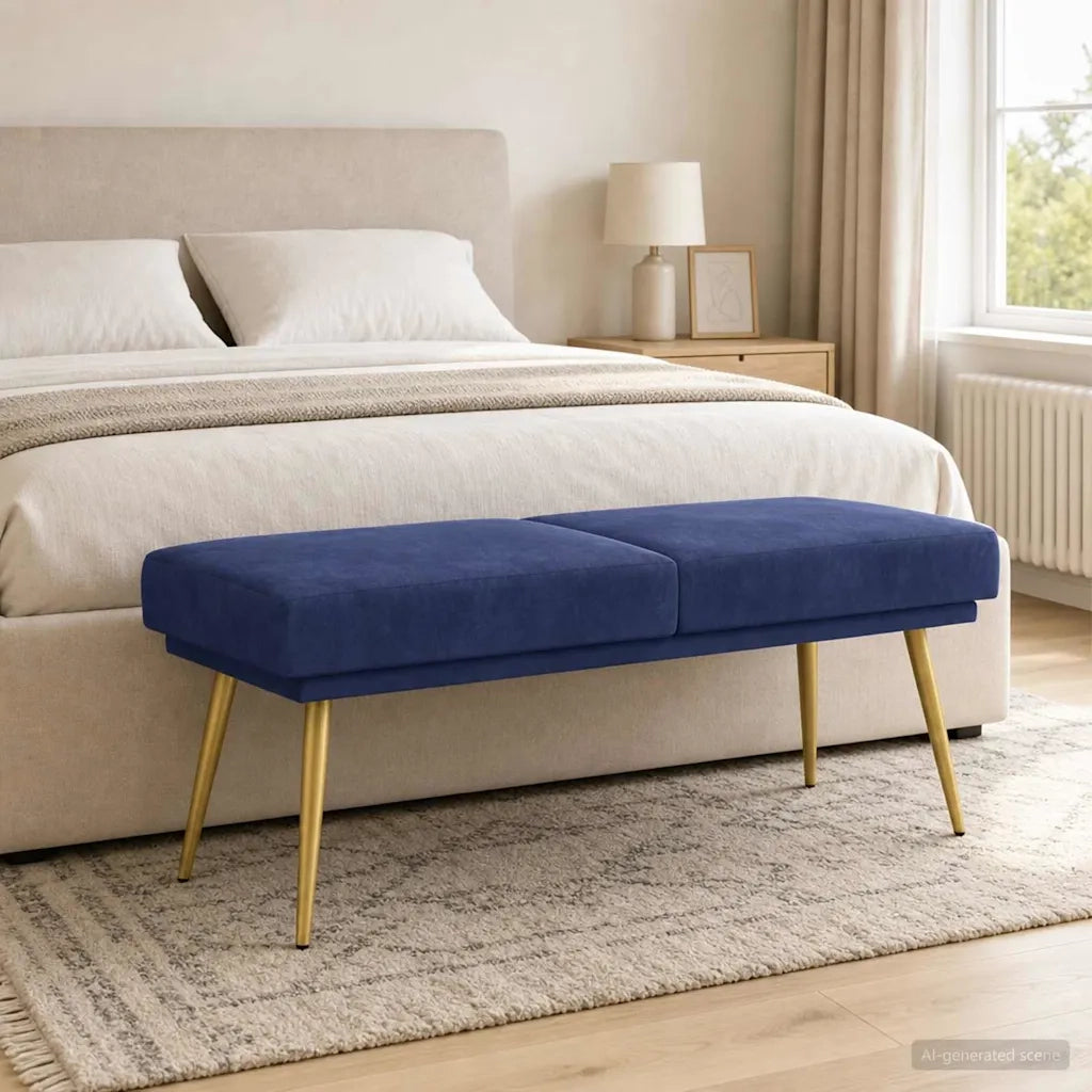 Panchina a doppio strato Blu Polizia 120 x 45 x 46 cm Velluto 42038597