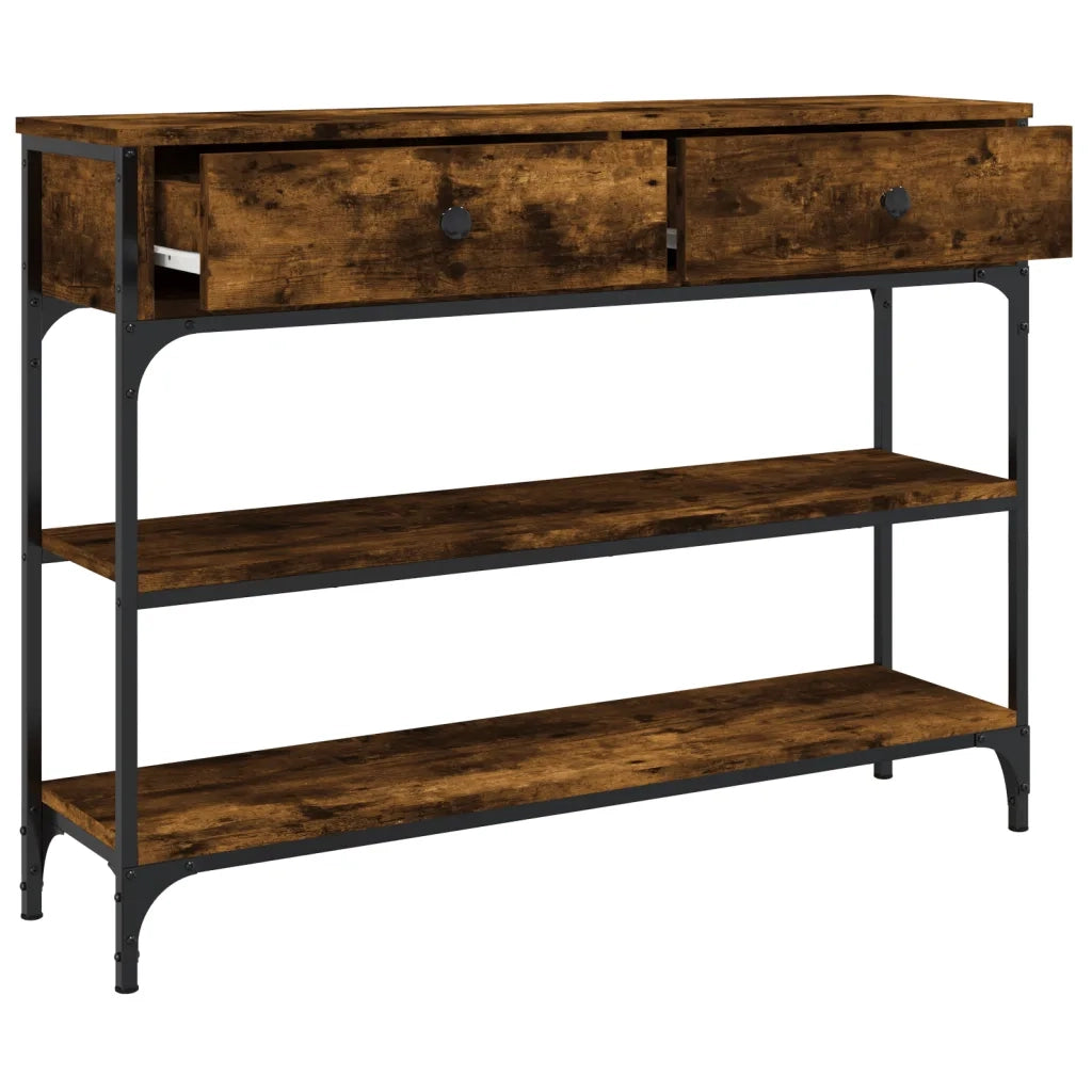 Tavolino Consolle | Tavolo d'Ingresso Rovere Fumo 100x25x75 cm Legno Multistrato
