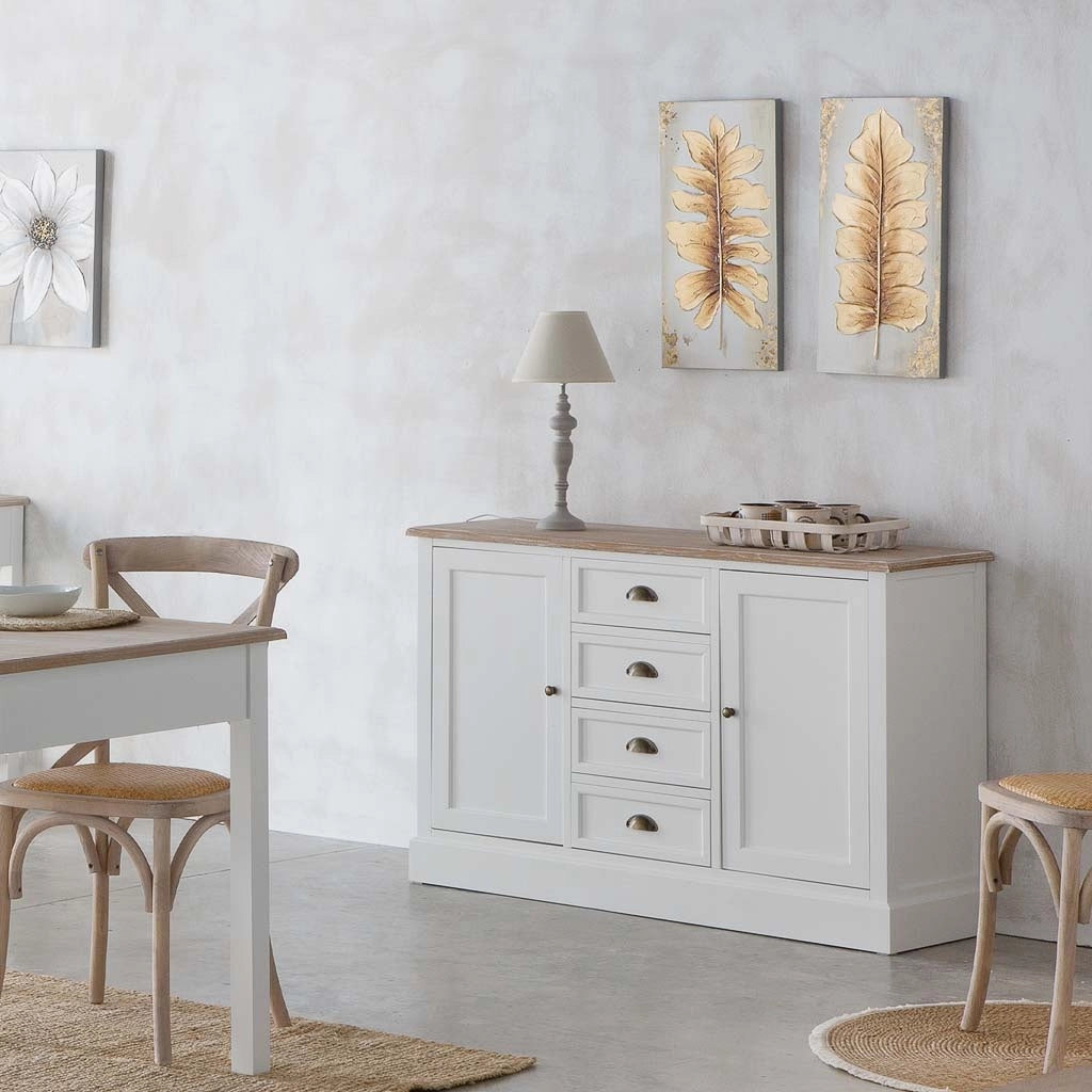 Credenza in legno bianco 124x40x80h