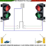 Semaforo Controllo Parcheggio Funzione Manuale 2 Semafori 24 Led Rossi 24 Led Verdi 230 V 50 Hz 3 W Frontalino Vetro Luce Puntiforme Ø 124 mm IP65 Orientabile 180 Gradi Controllo Autolavaggi Pesatura