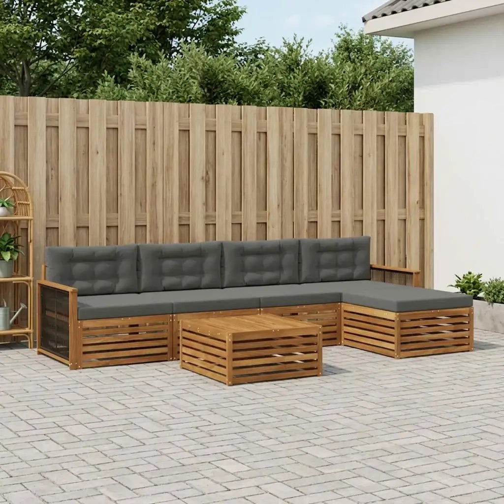 Set di divani da esterno con cuscino 6 pcs Naturale e Antracite 3383265