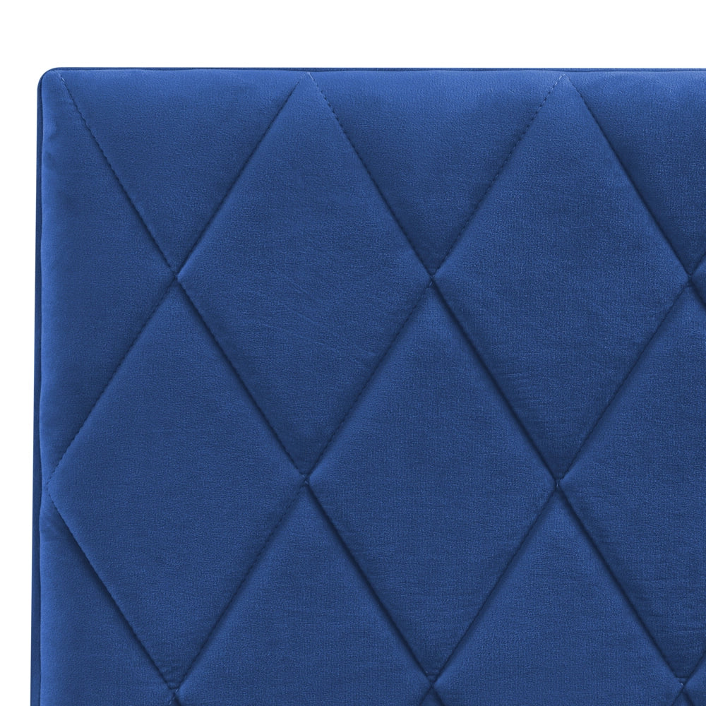 Letto contenitore Rivestimento in velluto blu 180 x 200 cm con testiera trapuntata a rombi con base a doghe