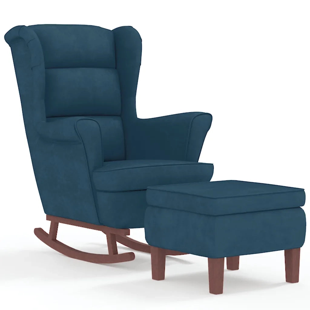 Sedia a dondolo con schienale alto in velluto blu CFW8813634