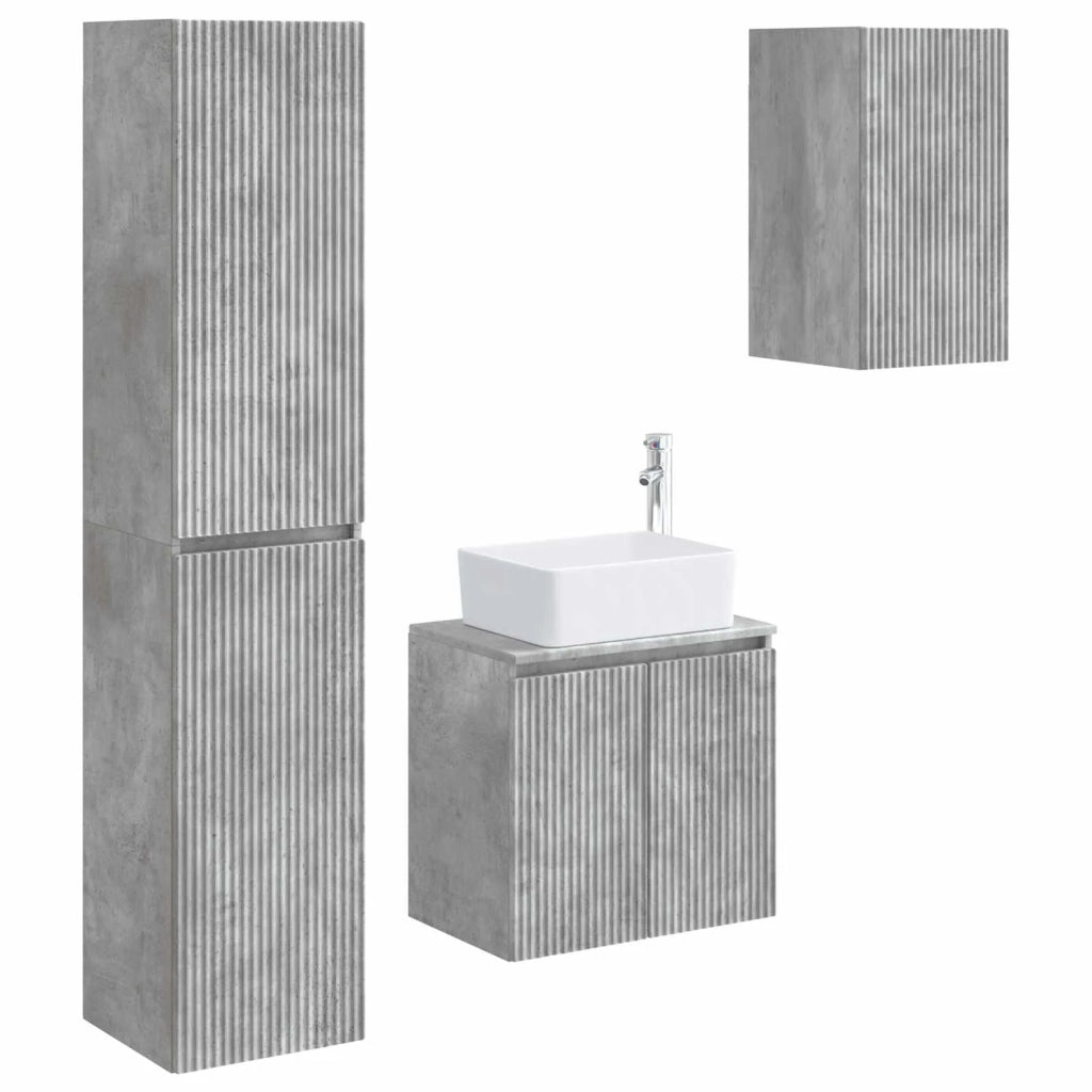 Set di mobili per il bagno 3 pz Grigio Cemento 3406076
