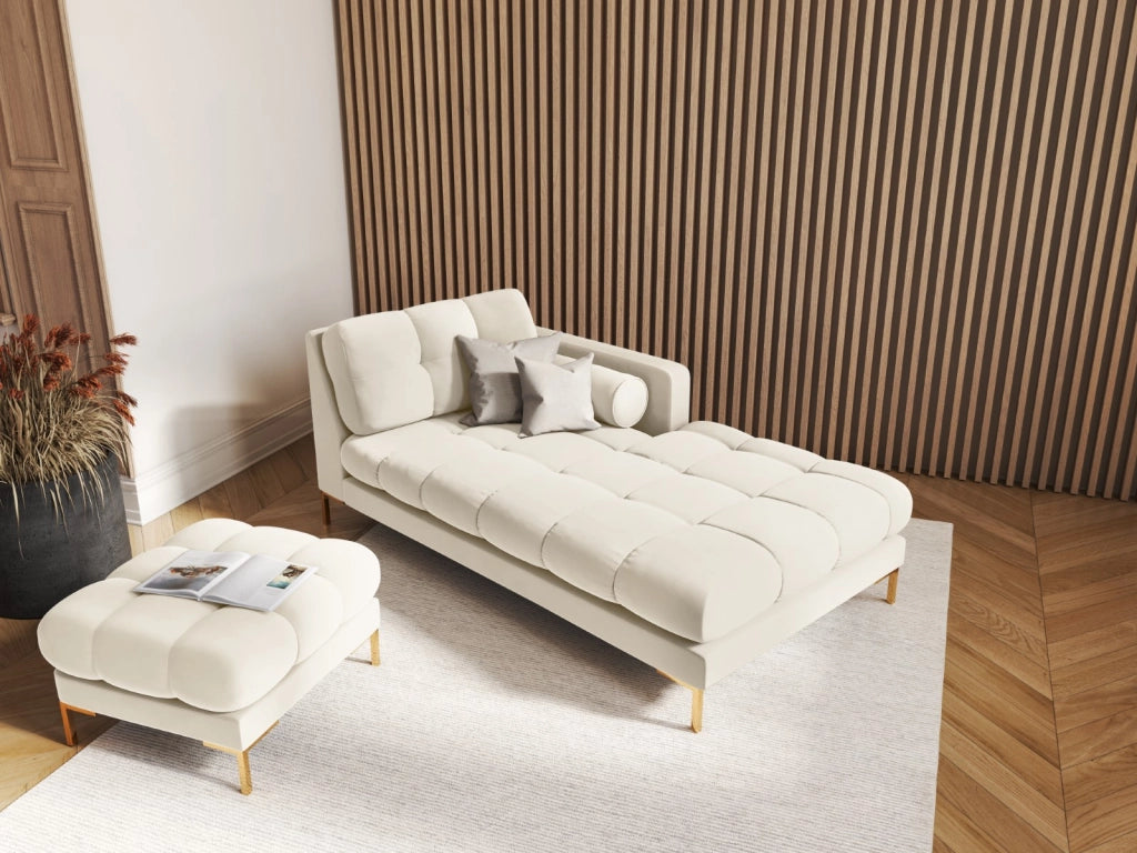 Cosmopolitan Design - Chaise longue destra "Bali" in velluto beige chiaro 