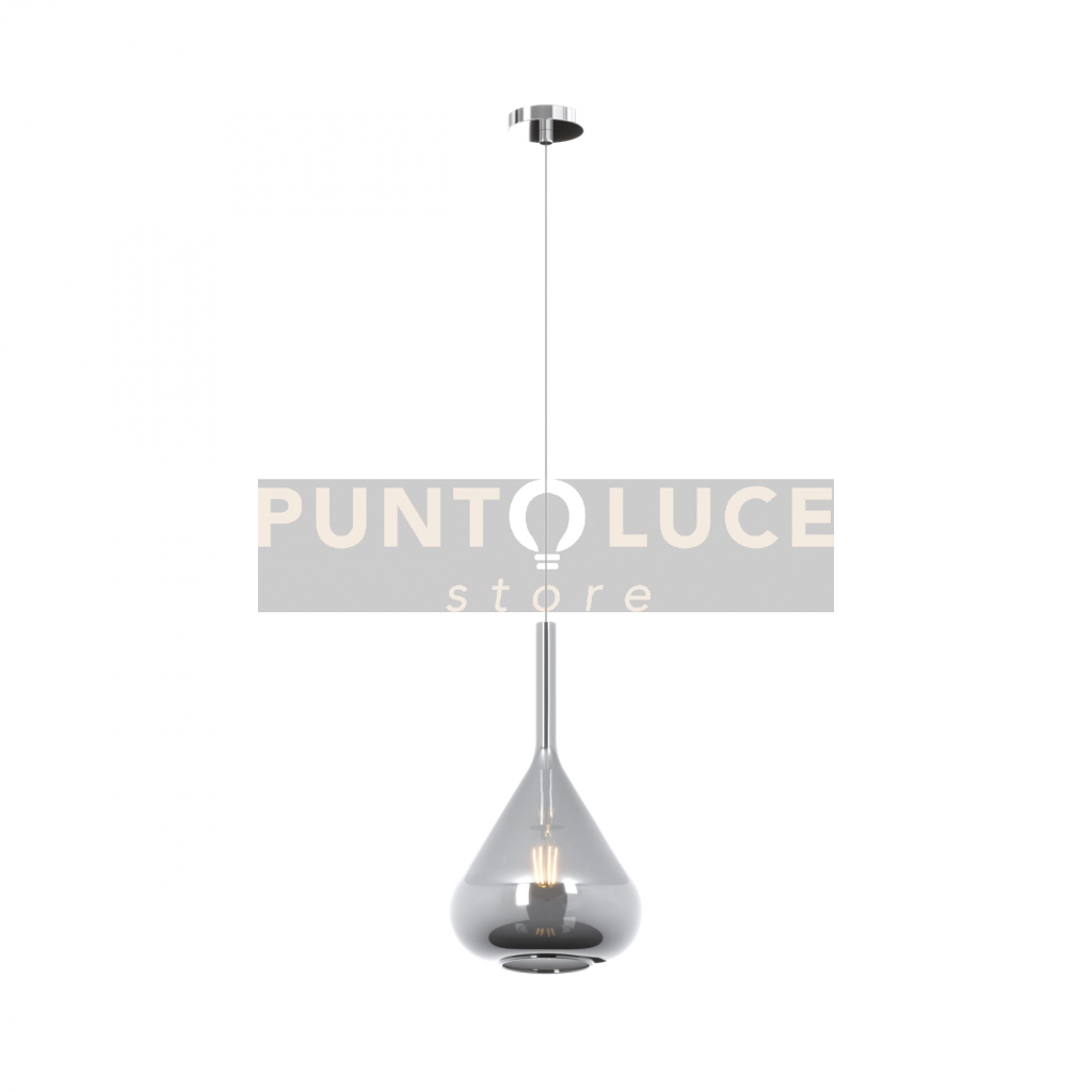 SOSPENSIONE CROMO 1 LUCE VETRO FUME 1177CR-S1-FU